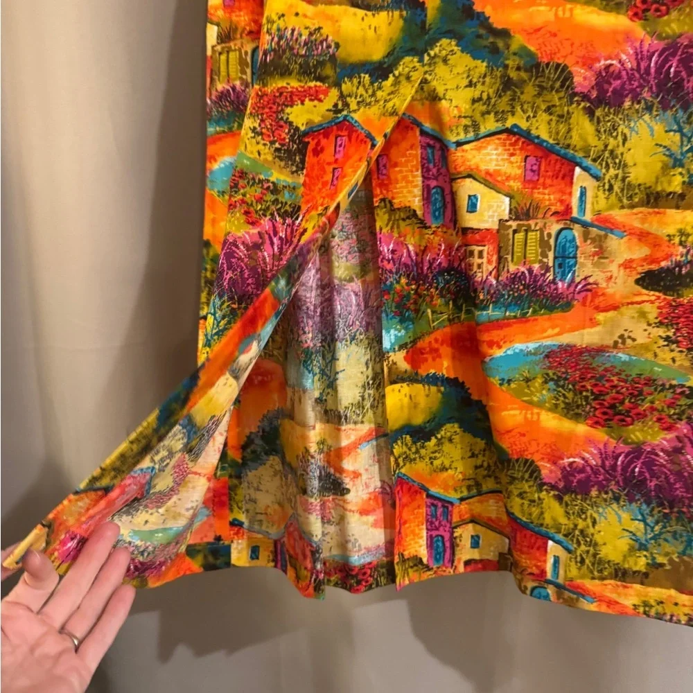 Women’s Colorful Scenic Print Skirt-Source Unknown